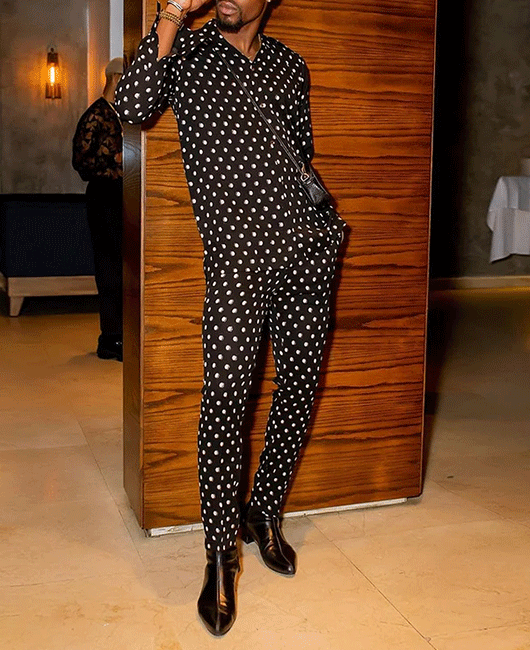 OK Casual Polka Dot Long Sleeve Shirt & Pants 2Pcs Set